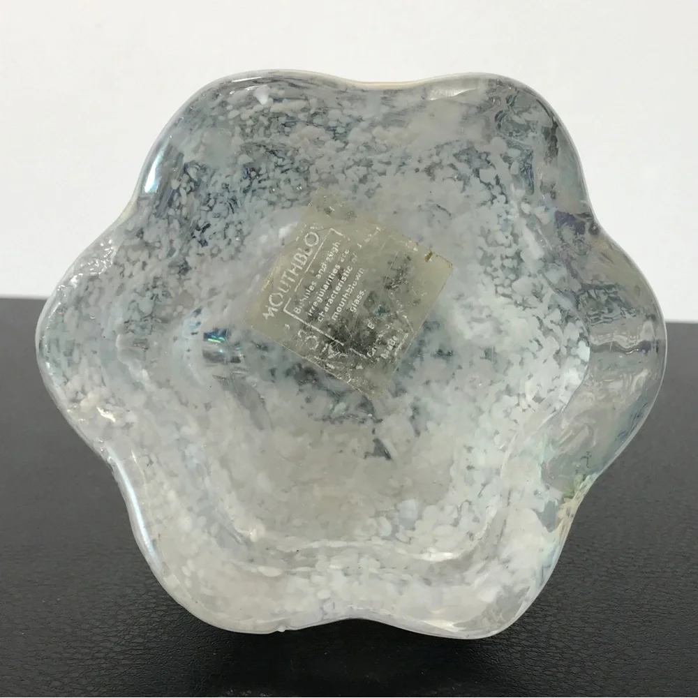 Vintage 7.5 Balos Hand Blown Art Glass AB Aura Iridescence Snow Christmas Tree - Picture 12 of 12